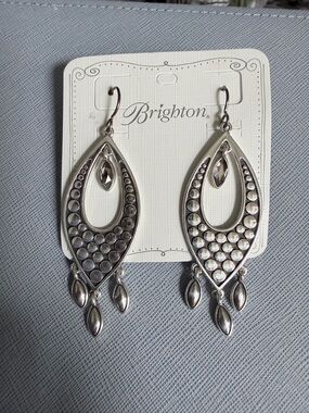 Brighton Silver Open Teardrop Dangle Earrings